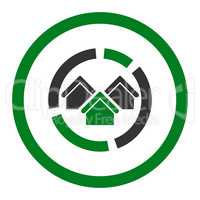 Realty diagram flat green and gray colors rounded glyph icon