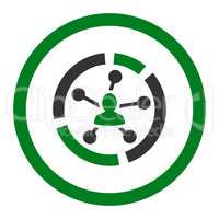 Relations diagram flat green and gray colors rounded glyph icon