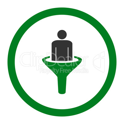 Sales funnel flat green and gray colors rounded glyph icon