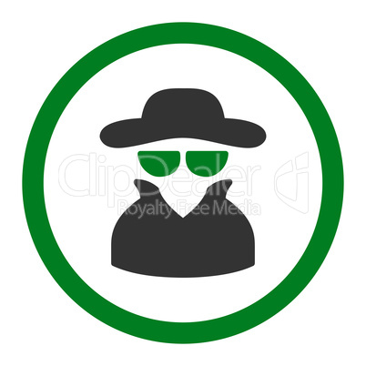 Spy flat green and gray colors rounded glyph icon