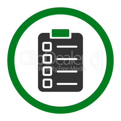 Test task flat green and gray colors rounded glyph icon