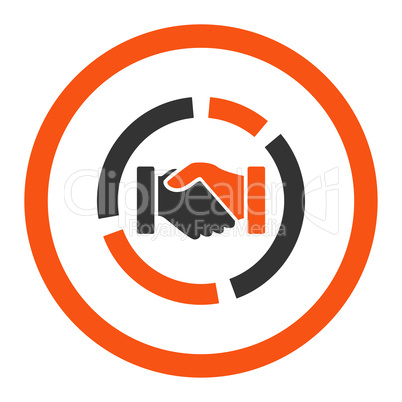 Acquisition diagram flat orange and gray colors rounded glyph icon