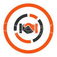 Acquisition diagram flat orange and gray colors rounded glyph icon