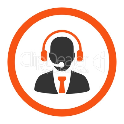 Call center flat orange and gray colors rounded glyph icon