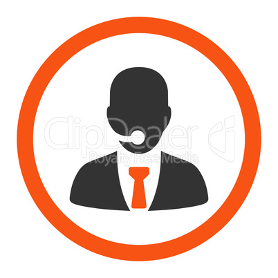 Call center operator flat orange and gray colors rounded glyph icon
