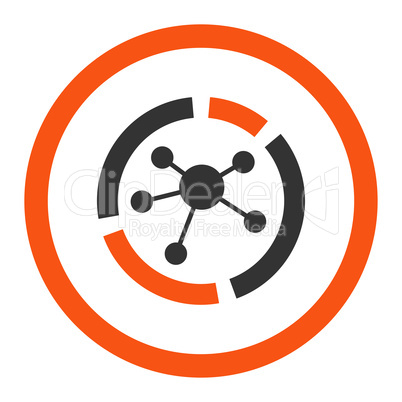 Connections diagram flat orange and gray colors rounded glyph icon