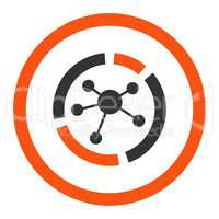 Connections diagram flat orange and gray colors rounded glyph icon
