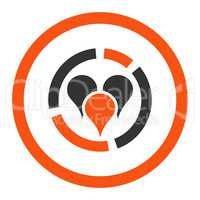 Geo diagram flat orange and gray colors rounded glyph icon