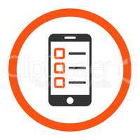 Mobile test flat orange and gray colors rounded glyph icon