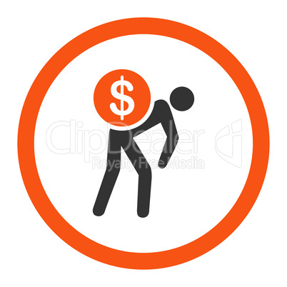 Money courier flat orange and gray colors rounded glyph icon