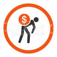 Money courier flat orange and gray colors rounded glyph icon