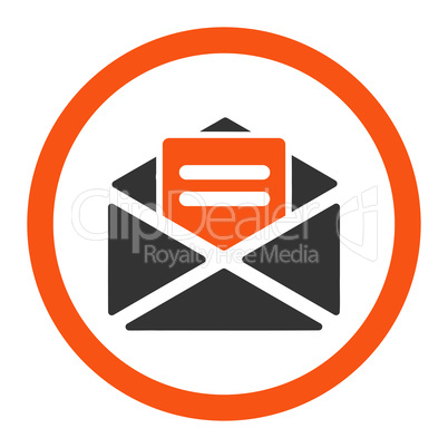 Open mail flat orange and gray colors rounded glyph icon