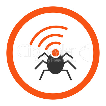 Radio spy bug flat orange and gray colors rounded glyph icon