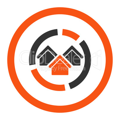 Realty diagram flat orange and gray colors rounded glyph icon