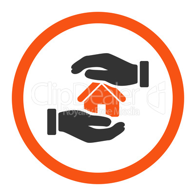 Realty insurance flat orange and gray colors rounded glyph icon