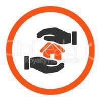 Realty insurance flat orange and gray colors rounded glyph icon