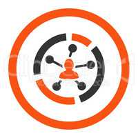 Relations diagram flat orange and gray colors rounded glyph icon