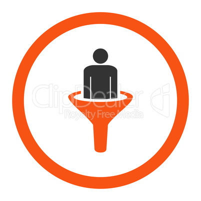 Sales funnel flat orange and gray colors rounded glyph icon