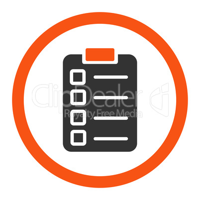Test task flat orange and gray colors rounded glyph icon