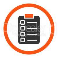 Test task flat orange and gray colors rounded glyph icon