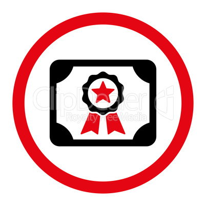 Certificate flat intensive red and black colors rounded glyph icon
