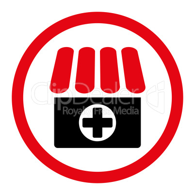 Drugstore flat intensive red and black colors rounded glyph icon