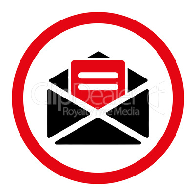 Open mail flat intensive red and black colors rounded glyph icon