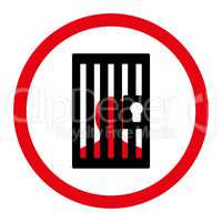 Prison flat intensive red and black colors rounded glyph icon