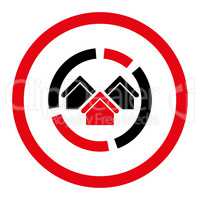 Realty diagram flat intensive red and black colors rounded glyph icon