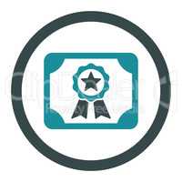 Certificate flat soft blue colors rounded glyph icon