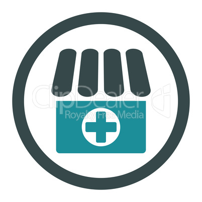 Drugstore flat soft blue colors rounded glyph icon