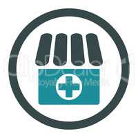 Drugstore flat soft blue colors rounded glyph icon
