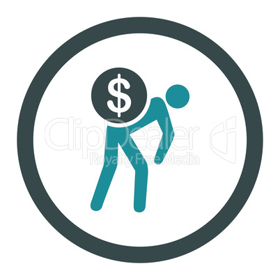 Money courier flat soft blue colors rounded glyph icon