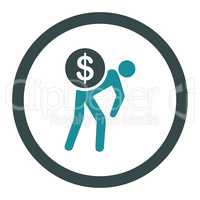 Money courier flat soft blue colors rounded glyph icon
