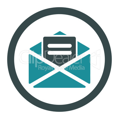 Open mail flat soft blue colors rounded glyph icon