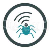 Radio spy bug flat soft blue colors rounded glyph icon