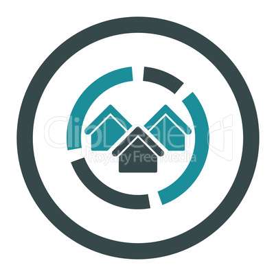 Realty diagram flat soft blue colors rounded glyph icon