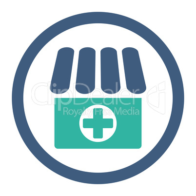Drugstore flat cobalt and cyan colors rounded glyph icon