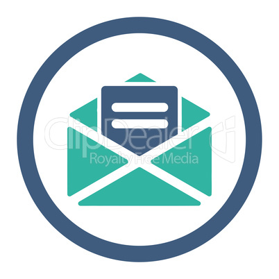 Open mail flat cobalt and cyan colors rounded glyph icon