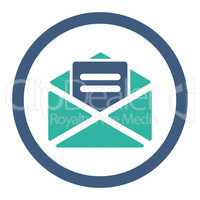 Open mail flat cobalt and cyan colors rounded glyph icon