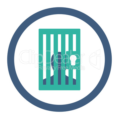 Prison flat cobalt and cyan colors rounded glyph icon