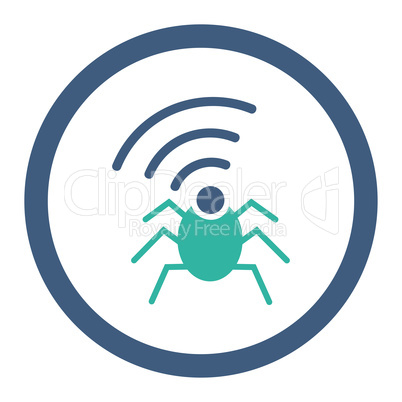 Radio spy bug flat cobalt and cyan colors rounded glyph icon