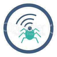 Radio spy bug flat cobalt and cyan colors rounded glyph icon
