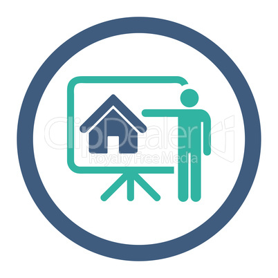 Realtor flat cobalt and cyan colors rounded glyph icon