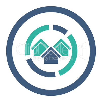 Realty diagram flat cobalt and cyan colors rounded glyph icon