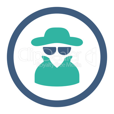 Spy flat cobalt and cyan colors rounded glyph icon