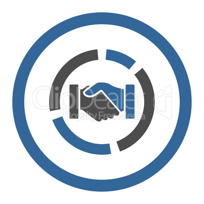 Acquisition diagram flat cobalt and gray colors rounded glyph icon