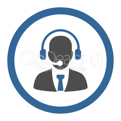 Call center flat cobalt and gray colors rounded glyph icon