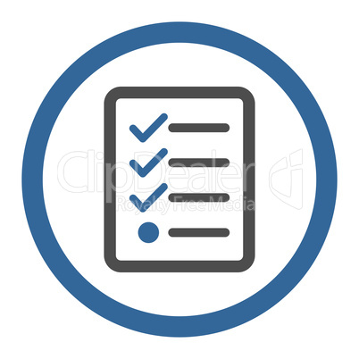 Checklist flat cobalt and gray colors rounded glyph icon