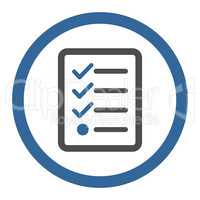 Checklist flat cobalt and gray colors rounded glyph icon